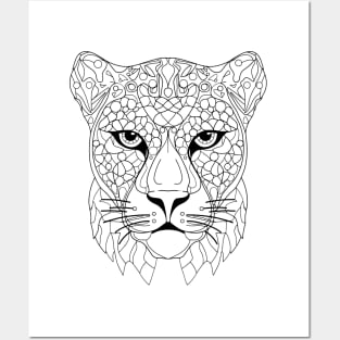 Abstract Leopard Essence: Intricate Line Art Interpretation Posters and Art